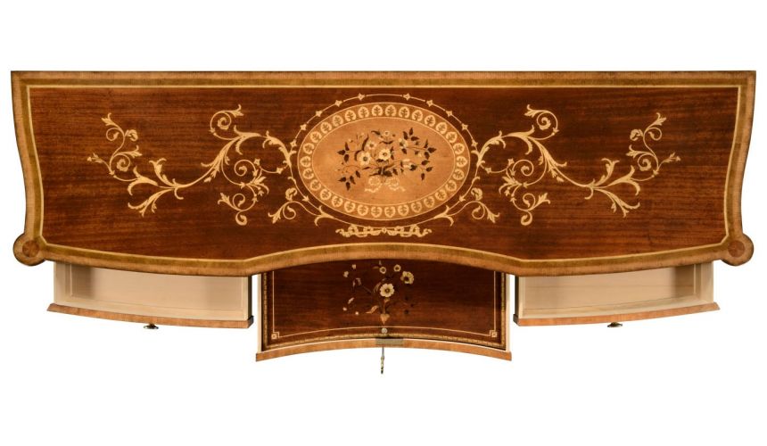 Breakfronts & China Cabinets Fine mahogany sideboard with floral marquetry inlays