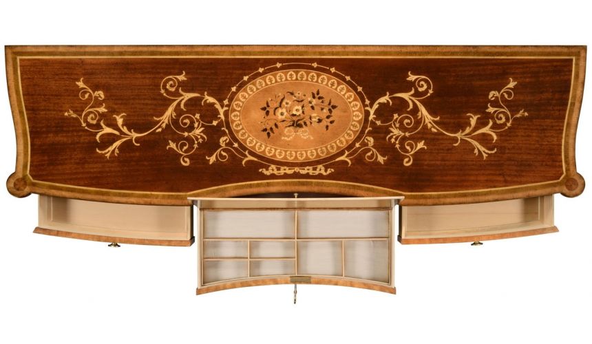 Breakfronts & China Cabinets Fine mahogany sideboard with floral marquetry inlays