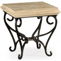 Square & Rectangular Side Tables Square side table with wrought iron base