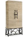 Home Bar Furniture Limed wood wine cabinet with wrought iron base