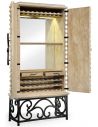 Home Bar Furniture Limed wood wine cabinet with wrought iron base