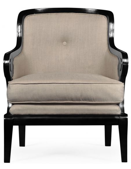 Luxury Leather & Upholstered Furniture Black and tan upholstered occasional chair
