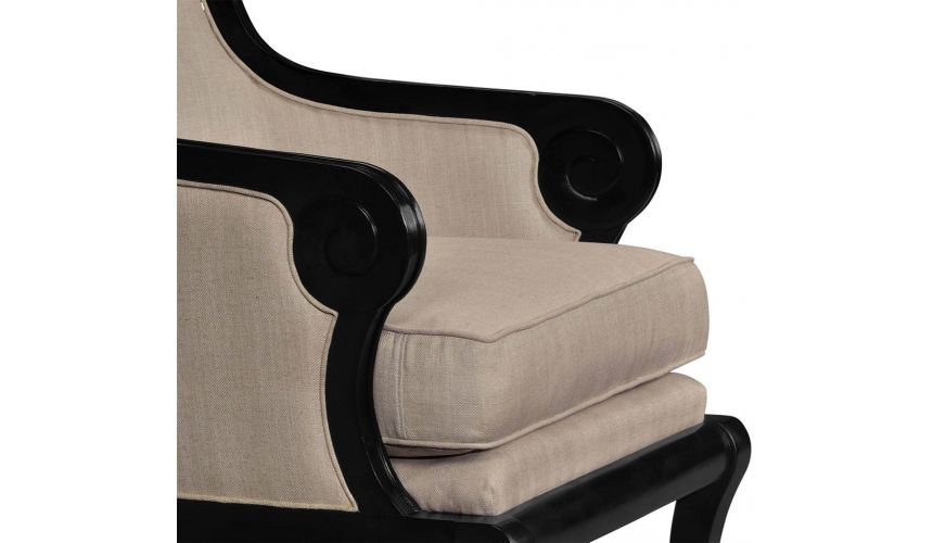 Luxury Leather & Upholstered Furniture Black and tan upholstered occasional chair