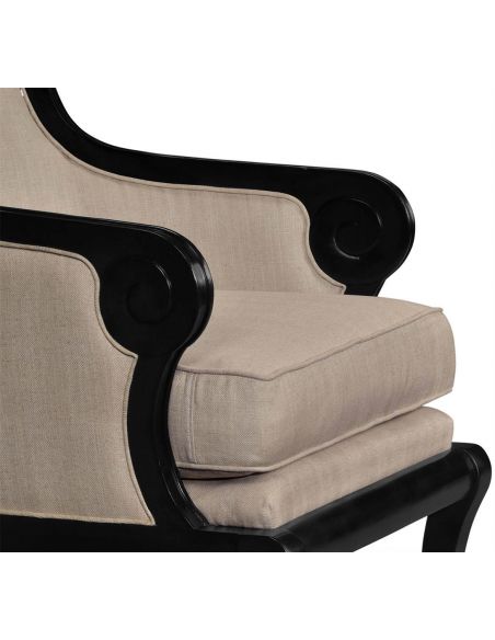 Luxury Leather & Upholstered Furniture Black and tan upholstered occasional chair