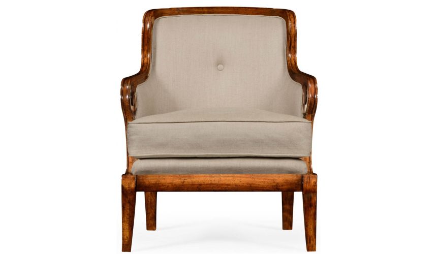 Luxury Leather & Upholstered Furniture Walnut upholstered occasional chair