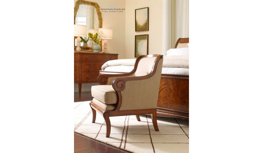 Luxury Leather & Upholstered Furniture Walnut upholstered occasional chair