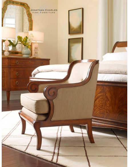 Luxury Leather & Upholstered Furniture Walnut upholstered occasional chair