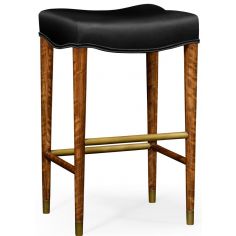 Home Bar Furniture Black leather barstool with wood legs