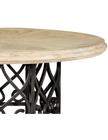 Dining Tables Wood table with black wrought iron base
