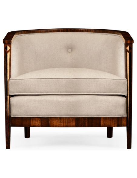 Luxury Leather & Upholstered Furniture Mahogany brown club chair