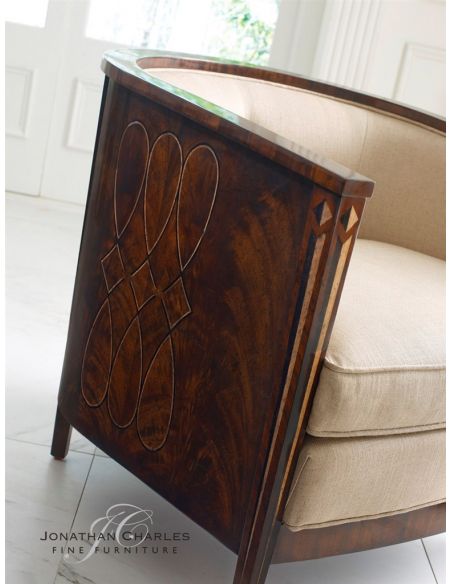 Luxury Leather & Upholstered Furniture Mahogany brown club chair