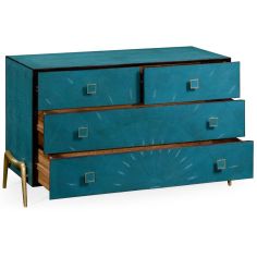LUXURY BEDROOM FURNITURE Modern teal dresser in faux shagreen 2