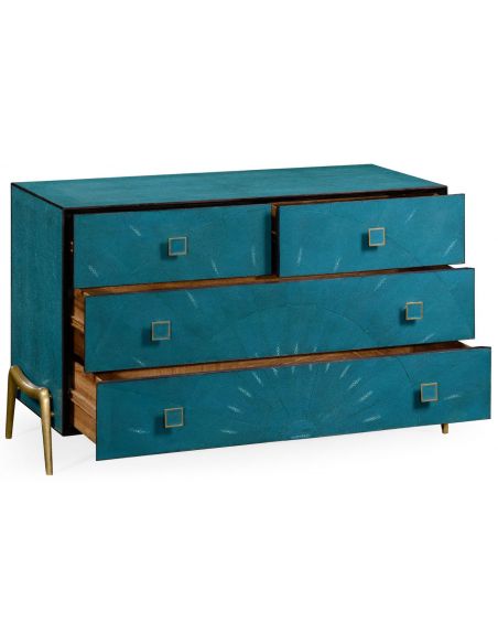LUXURY BEDROOM FURNITURE Modern teal dresser in faux shagreen