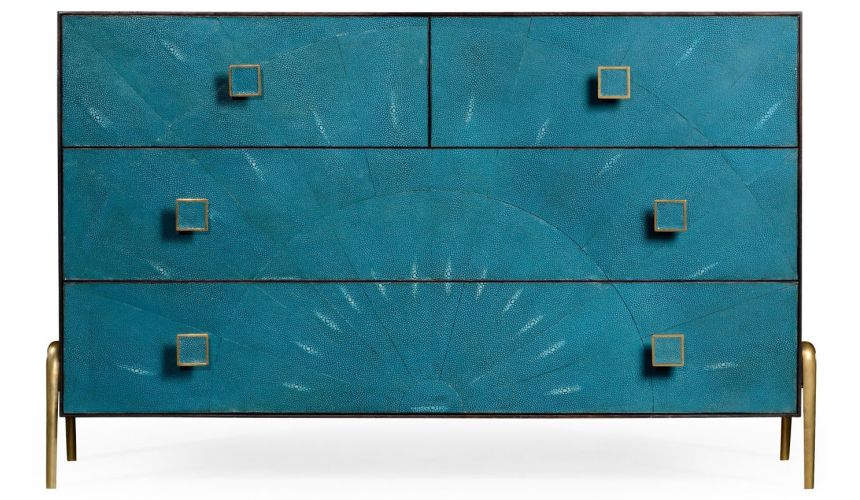 LUXURY BEDROOM FURNITURE Modern teal dresser in faux shagreen