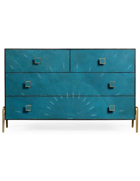LUXURY BEDROOM FURNITURE Modern teal dresser in faux shagreen