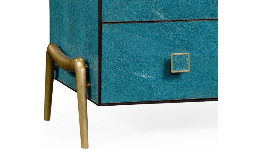 LUXURY BEDROOM FURNITURE Modern teal dresser in faux shagreen