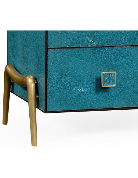 LUXURY BEDROOM FURNITURE Modern teal dresser in faux shagreen