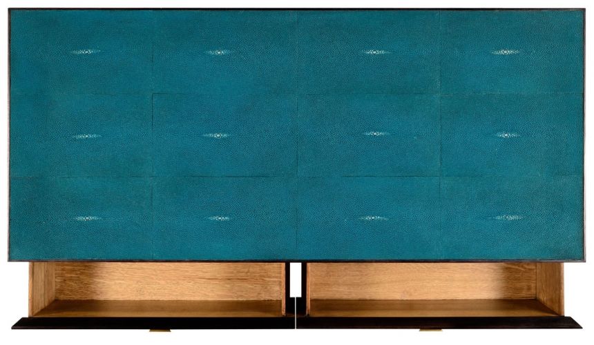 LUXURY BEDROOM FURNITURE Modern teal dresser in faux shagreen