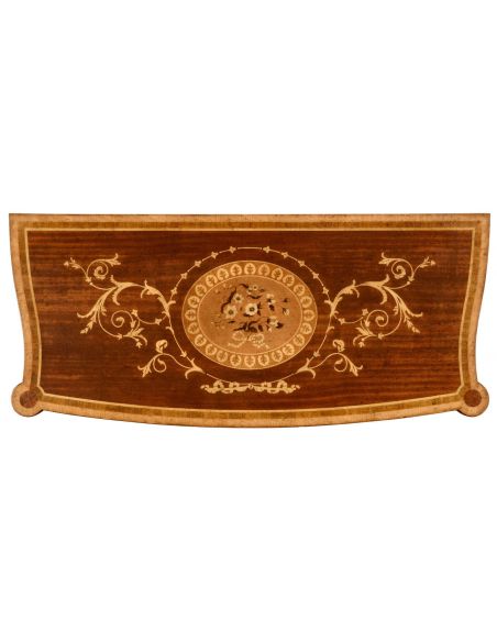 Fine mahogany side cabinet with floral marquetry inlays