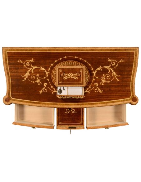 Fine mahogany side cabinet with floral marquetry inlays