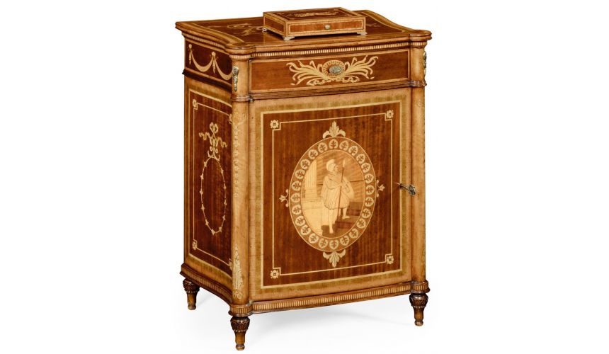 Square & Rectangular Side Tables Antique mahongany inlay cabinet (right)