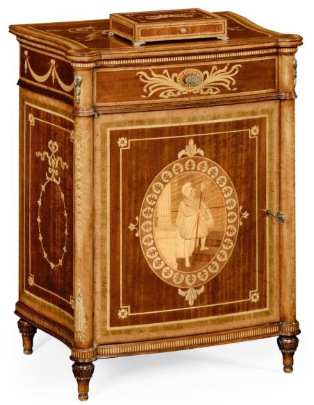 Square & Rectangular Side Tables Antique mahongany inlay cabinet (right)
