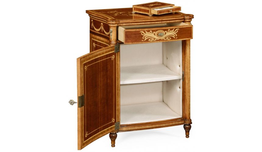 Square & Rectangular Side Tables Antique mahongany inlay cabinet (right)