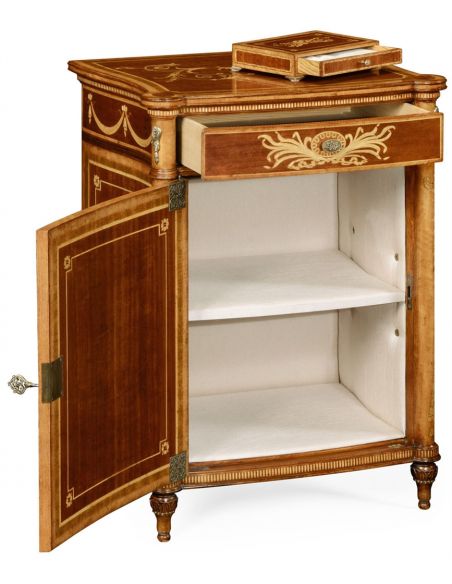 Square & Rectangular Side Tables Antique mahongany inlay cabinet (right)