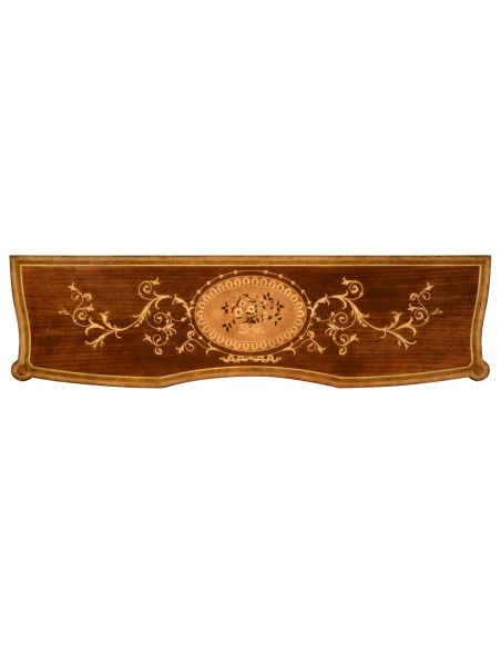 Breakfronts & China Cabinets Fine mahogany sideboard with pictorial marquetry of Paris