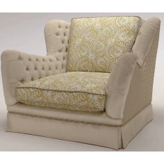 Luxury Leather & Upholstered Furniture Light Khaki Tufted Armchair