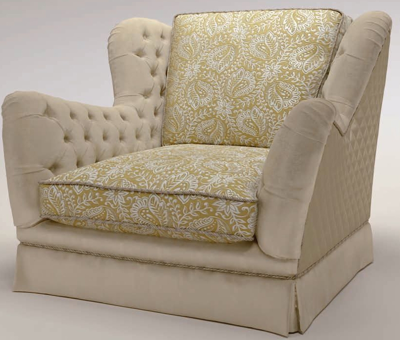 Luxury Leather & Upholstered Furniture Light Khaki Tufted Armchair