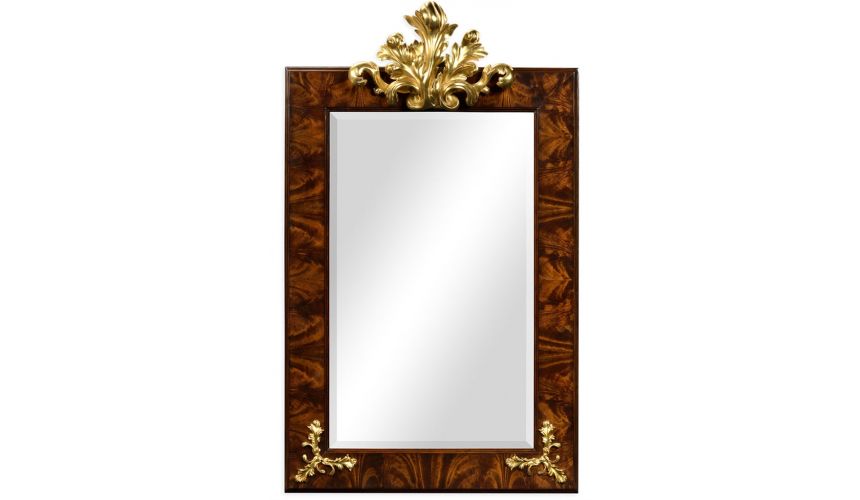 Decorative Accessories Rectangular Mirror with Gilded Carving