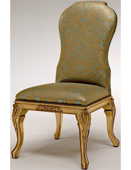 Armless Dining Chair with gold lettering