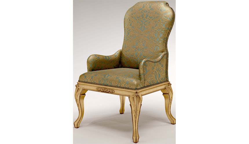 Dining Chairs Golden Armchair with Nail head Trims