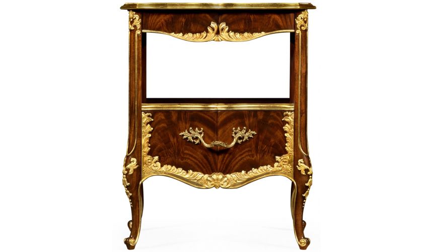 LUXURY BEDROOM FURNITURE Gilt Carved Accented Nightstand