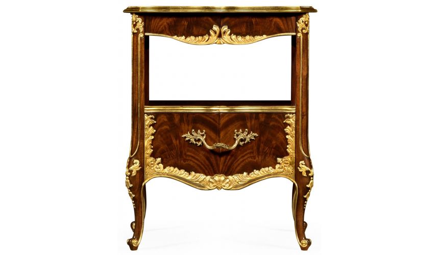 LUXURY BEDROOM FURNITURE Gilt Carved Accented Nightstand