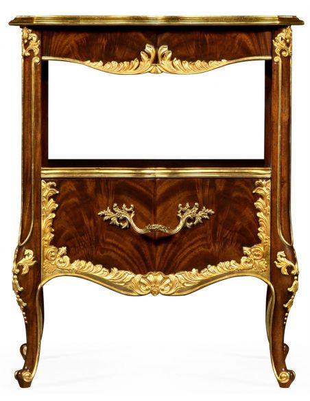 LUXURY BEDROOM FURNITURE Gilt Carved Accented Nightstand