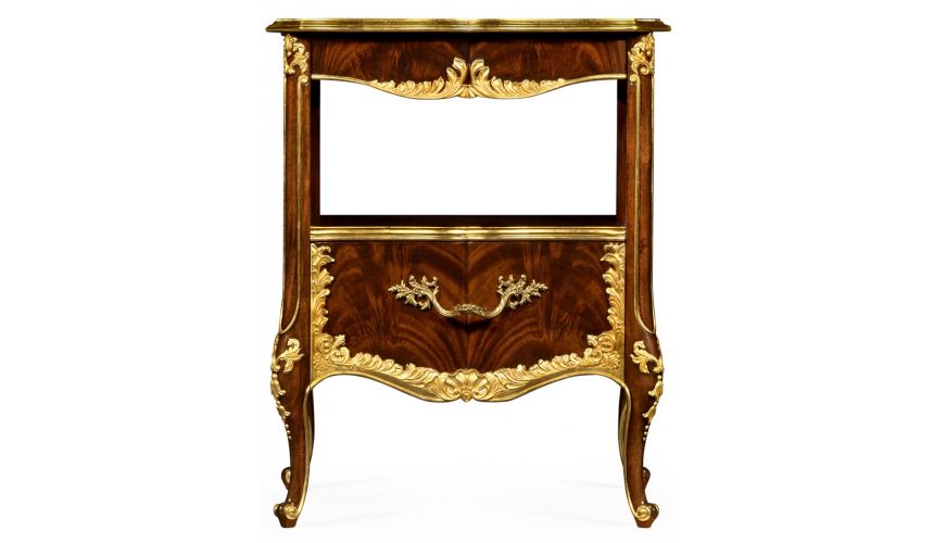 LUXURY BEDROOM FURNITURE Gilt Carved Accented Nightstand