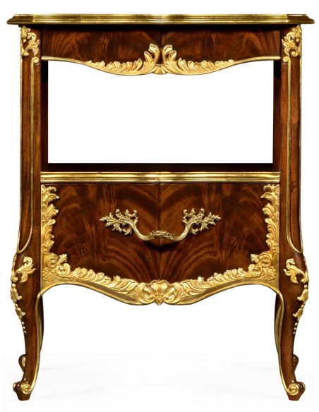 LUXURY BEDROOM FURNITURE Gilt Carved Accented Nightstand