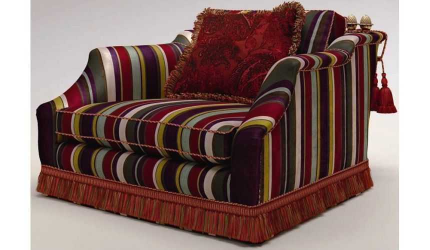 Luxury Leather & Upholstered Furniture Patterned Extended Armchair