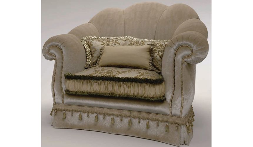 Luxury Leather & Upholstered Furniture Scalloped Upholstered Club Chair