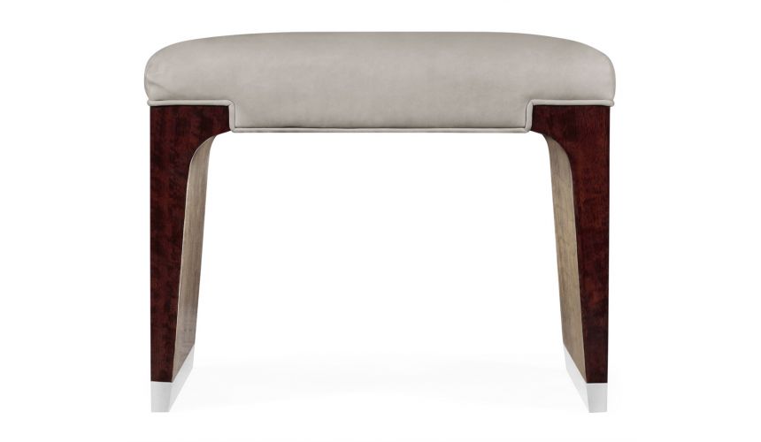 LUXURY BEDROOM FURNITURE Leather Upholstered Dressing Stool