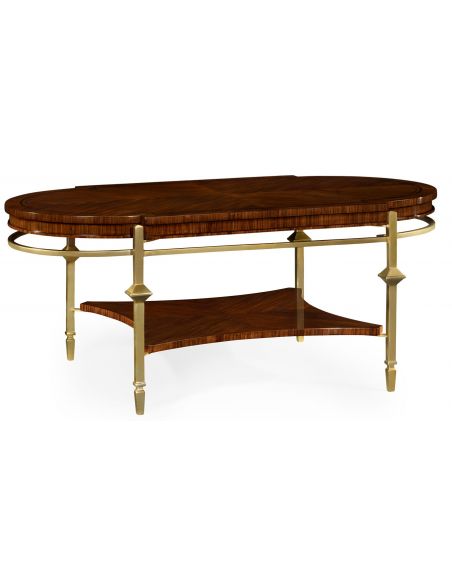 Oval Brass Base Coffee Table