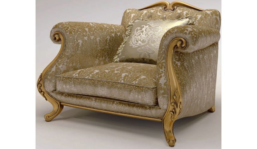 Luxury Leather & Upholstered Furniture Texture Upholstered Scrolled Armchair