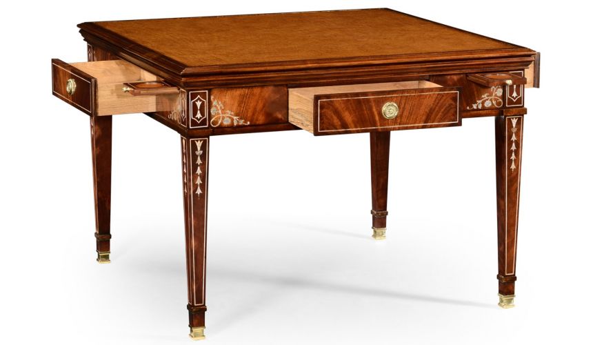 Game Card Tables & Game Chairs Game table in mahogany with mother of pearl inlay