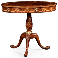 Round & Oval Side Tables Oval mahogany lamp table with gold inlay