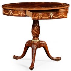 Round & Oval Side Tables Oval mahogany lamp table with gold inlay 2