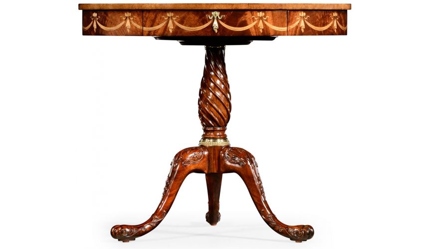 Round & Oval Side Tables Oval mahogany lamp table with gold inlay