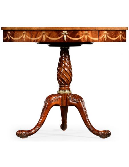 Round & Oval Side Tables Oval mahogany lamp table with gold inlay