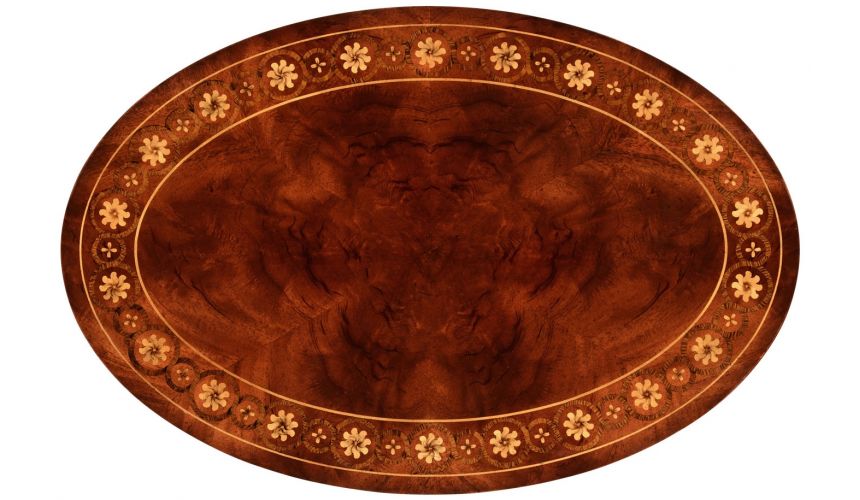 Round & Oval Side Tables Oval mahogany lamp table with gold inlay